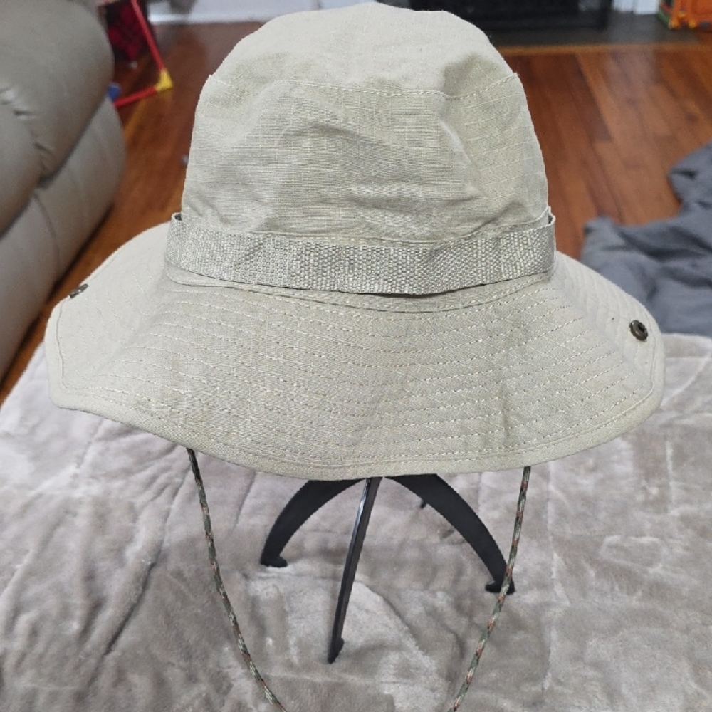 Swiss Tech Men's Boonie‎ Hat Snap Sides Tan Strap Rip Stop Lightweight L/XL EUC